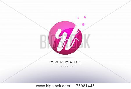 Yf Y F  Sphere Pink 3D Hand Written Alphabet Letter Logo