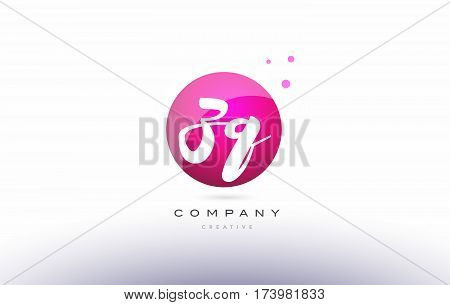 Zq Z Q  Sphere Pink 3D Hand Written Alphabet Letter Logo