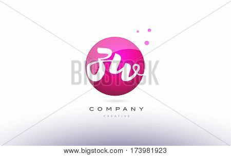 Zw Z W  Sphere Pink 3D Hand Written Alphabet Letter Logo