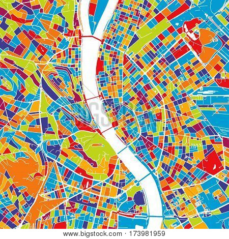 Budapest Colorful Vector Map