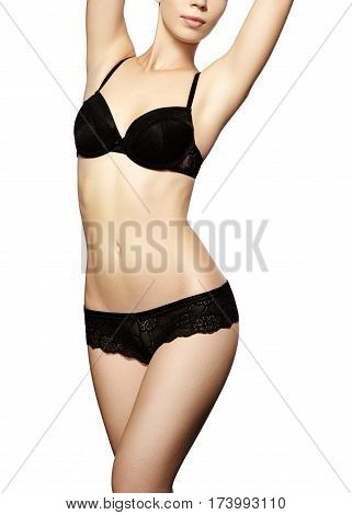 Beautiful female slim body. Beauty part of female body. Woman's shape with clean skin. Diet and fitness. Healthy lifestyle. Ideal waist perfect buttocks and legs sexy back.