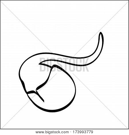 Soya bean sprout asian cuisine outline black white vector sign icon. Monochrome hand drawn vegetable illustration symbol.