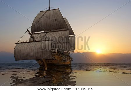 Das Schiff fährt auf See