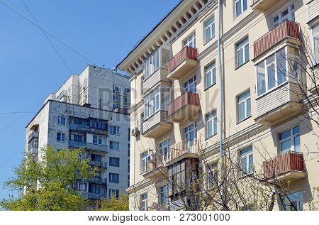 Twelve-storey Block Residential Building And A Six-story Brick Apartment Building In Moscow