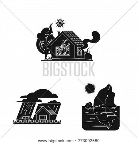Vector Illustration Of Natural And Disaster Icon. Set Of Natural And Risk Stock Vector Illustration.