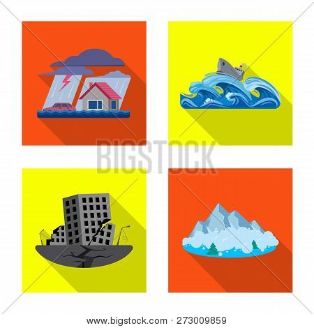 Vector Illustration Of Natural And Disaster Sign. Collection Of Natural And Risk Stock Symbol For We