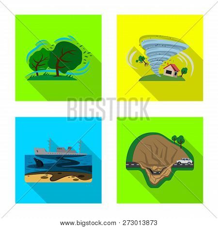 Vector Illustration Of Natural And Disaster Icon. Set Of Natural And Risk Stock Vector Illustration.