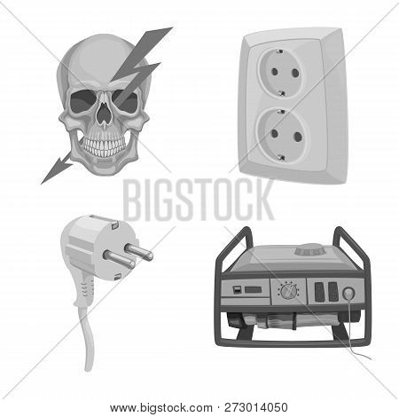 Vector Illustration Of Electricity And Electric Sign. Collection Of Electricity And Energy Vector Ic