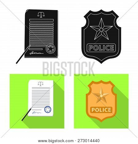 Vector Illustration Of Law And Lawyer Sign. Collection Of Law And Justice Stock Symbol For Web.
