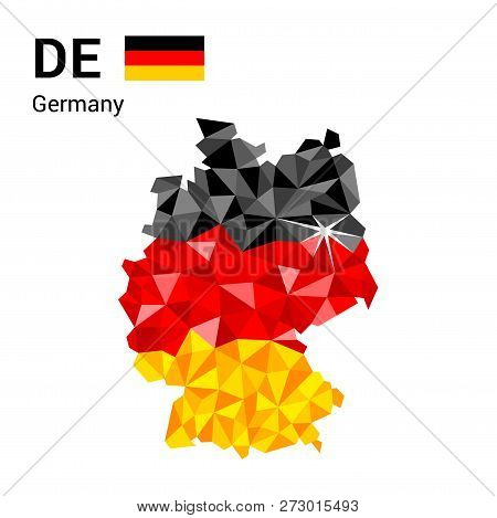 Germany Flag Map In Polygonal Geometric Style. Vector Illustration Of Germany Map In Geometric Polyg