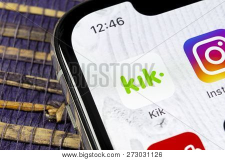 Sankt-petersburg, Russia, December 5, 2018: Kik Messenger Application Icon On Apple Iphone X Screen 