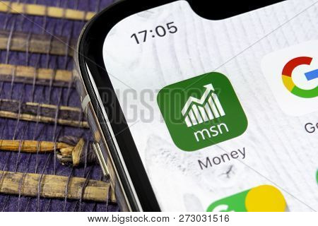 Sankt-petersburg, Russia, December 5, 2018: Microsoft Msn Money Application Icon On Apple Iphone X S