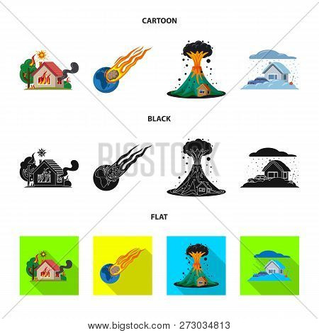 Vector Design Of Natural And Disaster Logo. Collection Of Natural And Risk Stock Vector Illustration