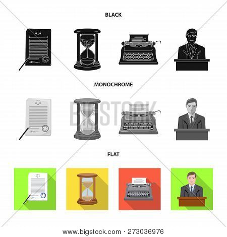 Vector Illustration Of Law And Lawyer Icon. Set Of Law And Justice Vector Icon For Stock.
