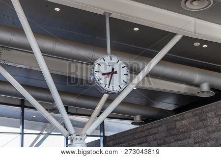 Beit Shean, Israel, 05, December, 2018 : Watch With A Large Dial With The Logo Of The Israeli Railwa