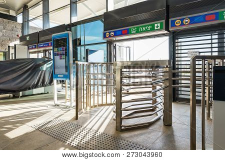 Beit Shean, Israel, 05, December, 2018 : The Passing Mechanism At The Exit Of The Building Of The Ra