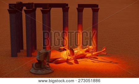 Broken lady of justice 3d rendering