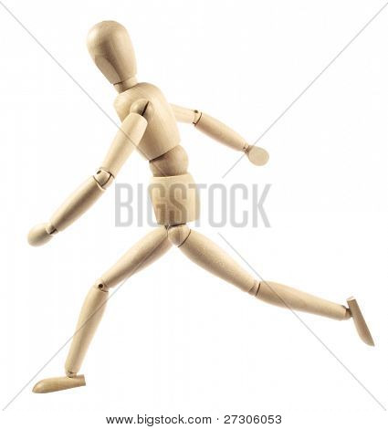 Et træ mannequin kører