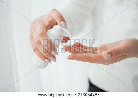 Scin Care. Beautiful Woman Hands With Cream