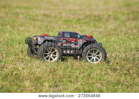 Dochia, Romania - September 01: Hpi Savage Flux Hp Is A Remote-controlled Monster With Dual Electric
