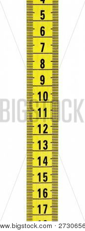 ruban à mesurer, isolated on white avec un tracé de détourage.