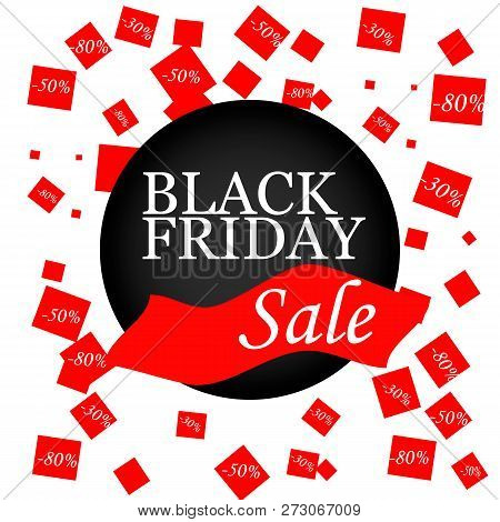 Black Friday Sale Black Tag, Round Banner. Vector Illustration Eps10.