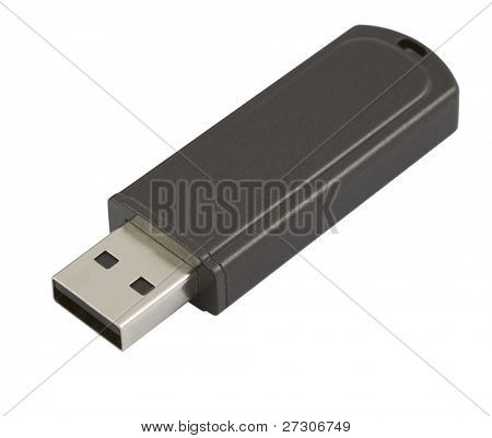 USB memoria flash close-up, aislado en blanco con trazado de recorte
