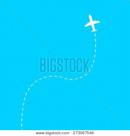 Airplane Line Path Vector Icon Of Air Plane. Vector Illustration Eps10