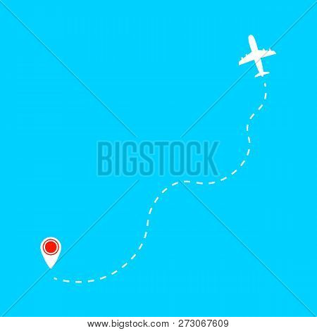 Airplane Line Path Vector Icon Of Air Plane. Vector Illustration Eps10