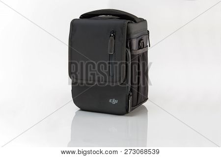 Washington, Usa - December 01, 2018: Dji Bag Isolated Close-up. Mavic Pro 2 Fly More Kit Element