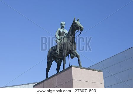 Helsinki, Finland - March 17, 2013: The Equestrian Statue Of The Marshal Mannerheim (1867-1951), Fin
