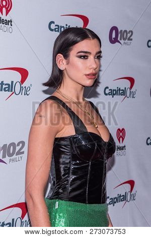 PHILADELPHIA - DEC 6: Dua Lipa attends Q102's iHeartRadio Jingle Ball 2018 on December 6, 2018 at Wells Fargo Center in Philadelphia, Pennsylvania.