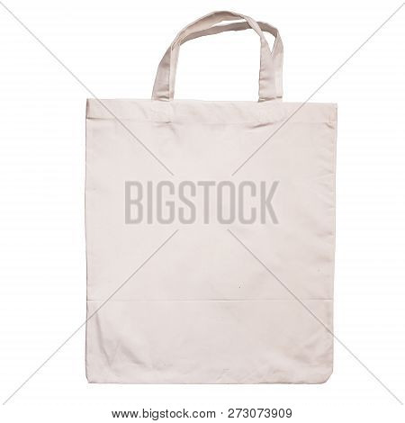 White Shopping Bag Made Of Cotton Fabric With Handles Isolated On White Background