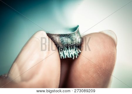 Small Object Printed On Metal 3d Printer Macro.