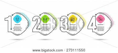Infographic Template 4 Options Or Steps. Set Of Face Biometrics, Face Recognition And Skin Moisture 