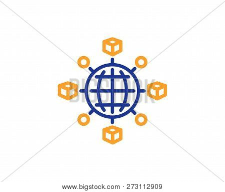 Logistics Network Line Icon. Parcel Tracking Sign. Goods Distribution Symbol. Colorful Outline Conce