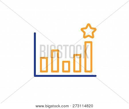 Efficacy Line Icon. Business Chart Sign. Analysis Graph Symbol. Colorful Outline Concept. Blue And O