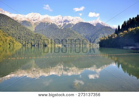 View Of The Mountain Lake Rizza, Abkhazia