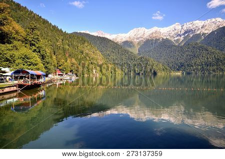 View Of The Mountain Lake Rizza, Abkhazia