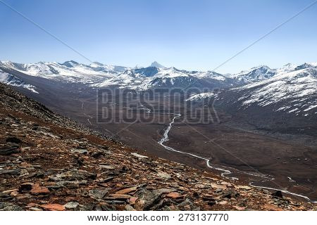 Landscape Of Snow Capped Mountain Range. A View From Babusar Pass. Khyber Pakhtunkhwa, Gilgit Baltis