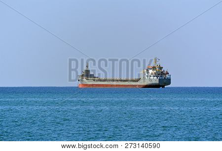 Tuapse, Russia - September, 2016: Dry Cargo Ship Erle (vessel`s Home Port Of Panama) In The Roadstea