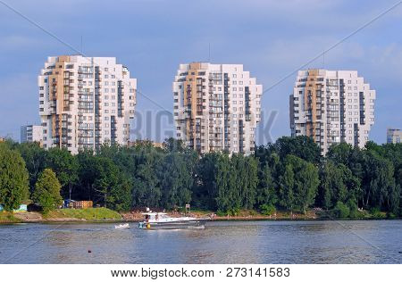 Russia, Moscow Region, Khimki - August, 2017: Modern Residential Complex In Khimki On The River Bank