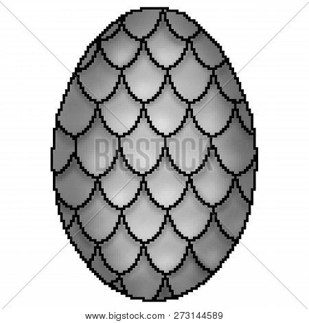 Pixel 8 Bit Drawn Colorfully Designed Scaled Dragon Egg
