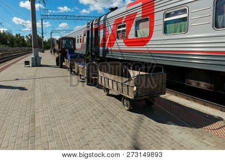 Petrozavodsk, Russia - June 23, 2018: Preparation Of The Fast Train For A Trip At The Railway Statio
