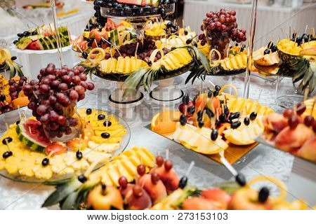 Luxury Wedding Catering.  Delicious Candy Bar At Wedding Recepti