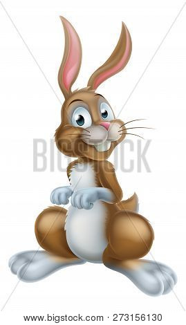 A Brown Cartoon Easter Bunny Rabbit Mascot