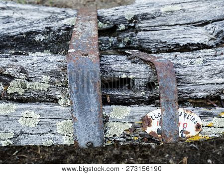 Mesquitela, Portugal - July 21, 2018:  Vintage Registration Plate On A Traditional Two-wheeler Ox Ca