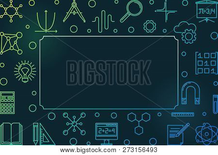Stem Colored Horizontal Frame With Empty Space For Text. Vector Education Concept Outline Illustrati