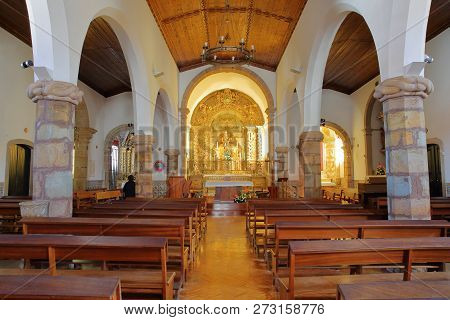 Monchique, Portugal - November 13, 2018: The Interior Of Matriz Church (nossa Senhora Das Dores), Wi