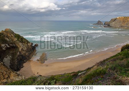 Odeceixe Beach (aljezur) With Colorful Landscapes, Costa Vicentina, Algarve, Portugal